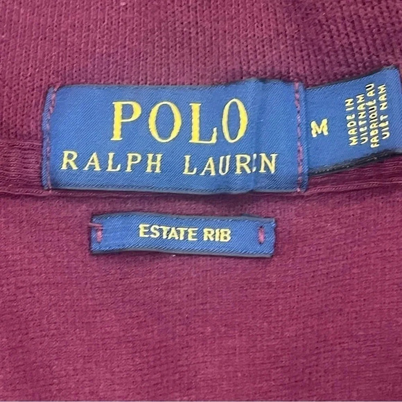Men’s EUC Polo Ralph Lauren Quarter Zip Pullover. Burgundy. Estate Rib, Medium. - Picture 4 of 6